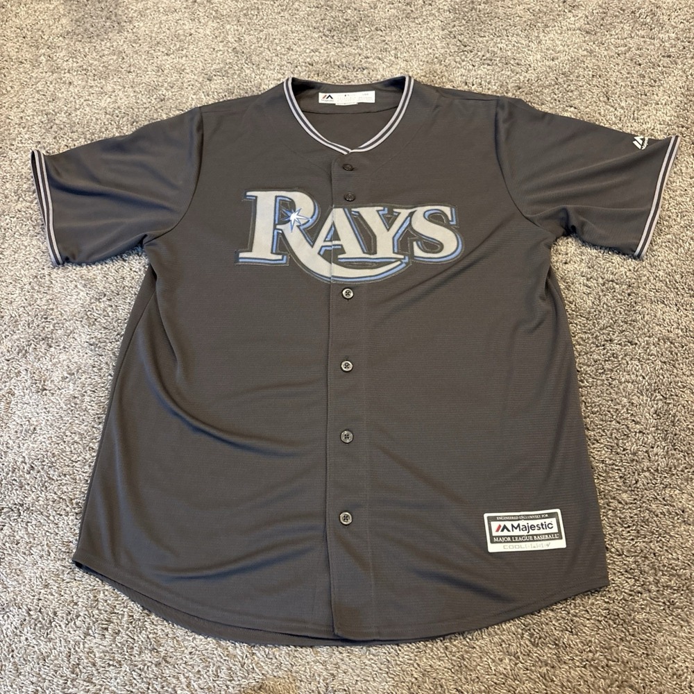 Tampa Bay Rays Jersey - Size Large - Authentic MLB Jersey Gray Logo Button Rare